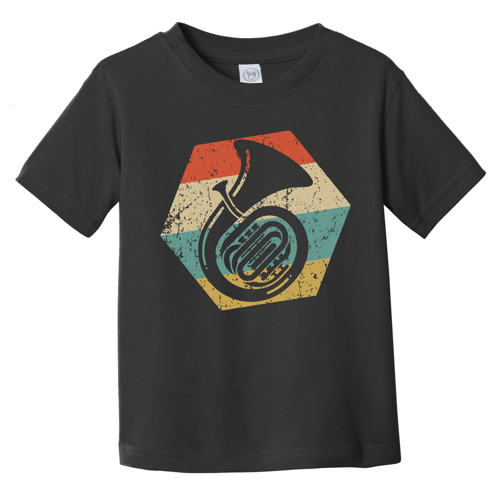 Tuba Retro Distressed Hexagon Musical Instrument Infant Toddler T-Shirt