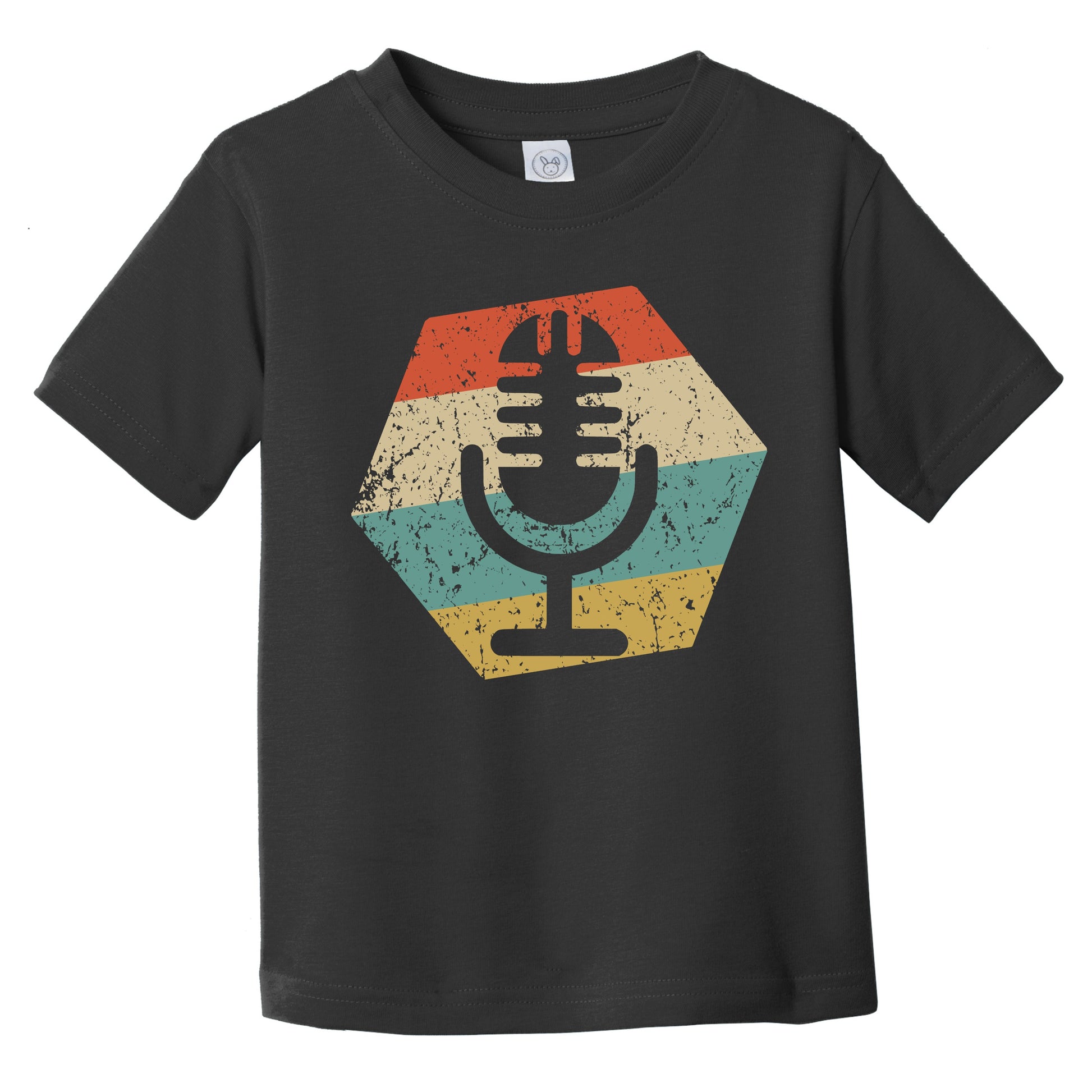 Microphone Retro Distressed Hexagon Podcast Host Infant Toddler T-Shirt