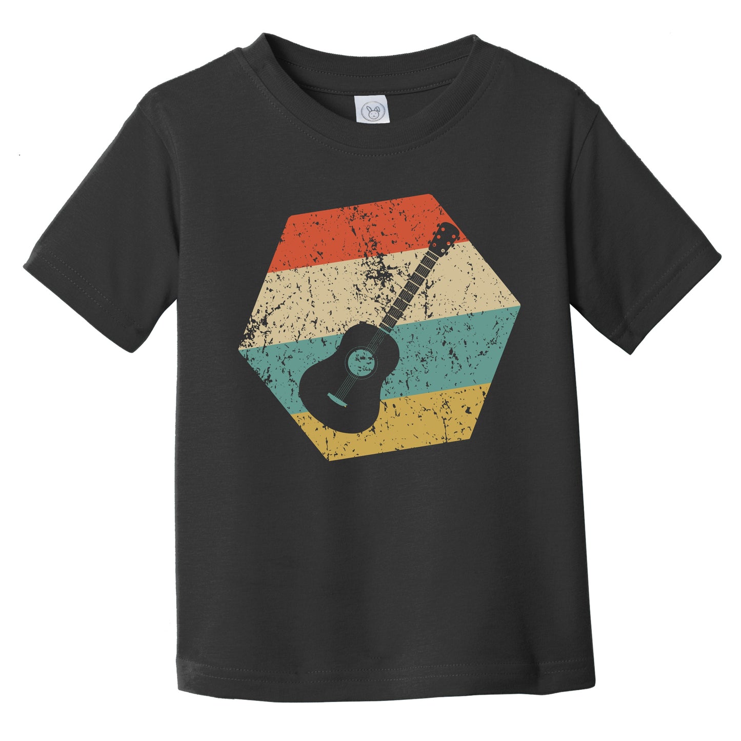 Guitar Retro Distressed Hexagon Acoustic Guitar Infant Toddler T-Shirt