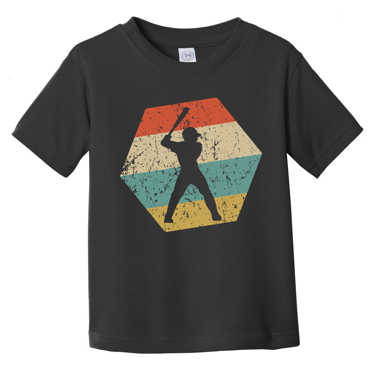 Baseball Player Retro Distressed Hexagon Batter Infant Toddler T-Shirt