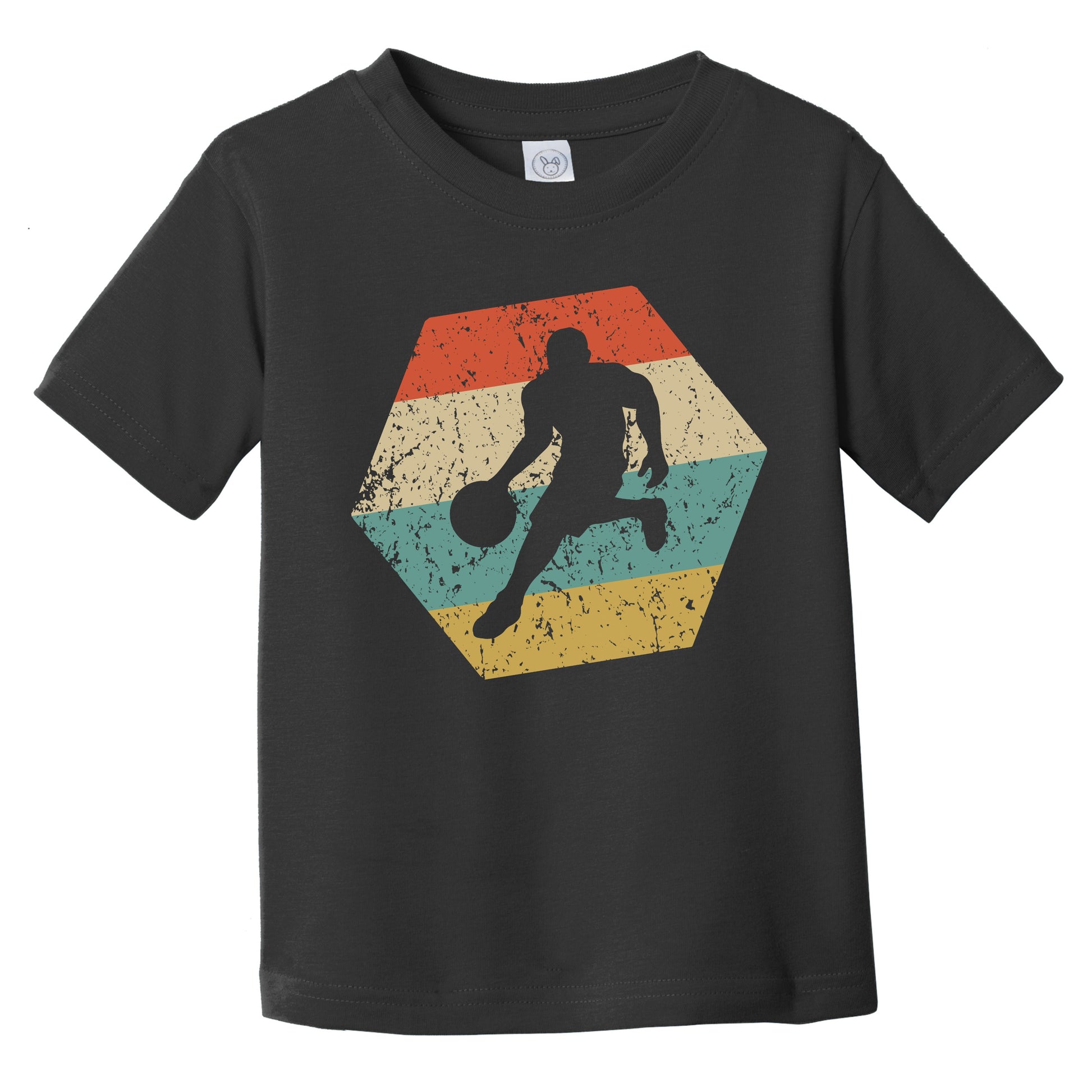 Basketball Player Retro Distressed Hexagon Dribble Infant Toddler T-Shirt