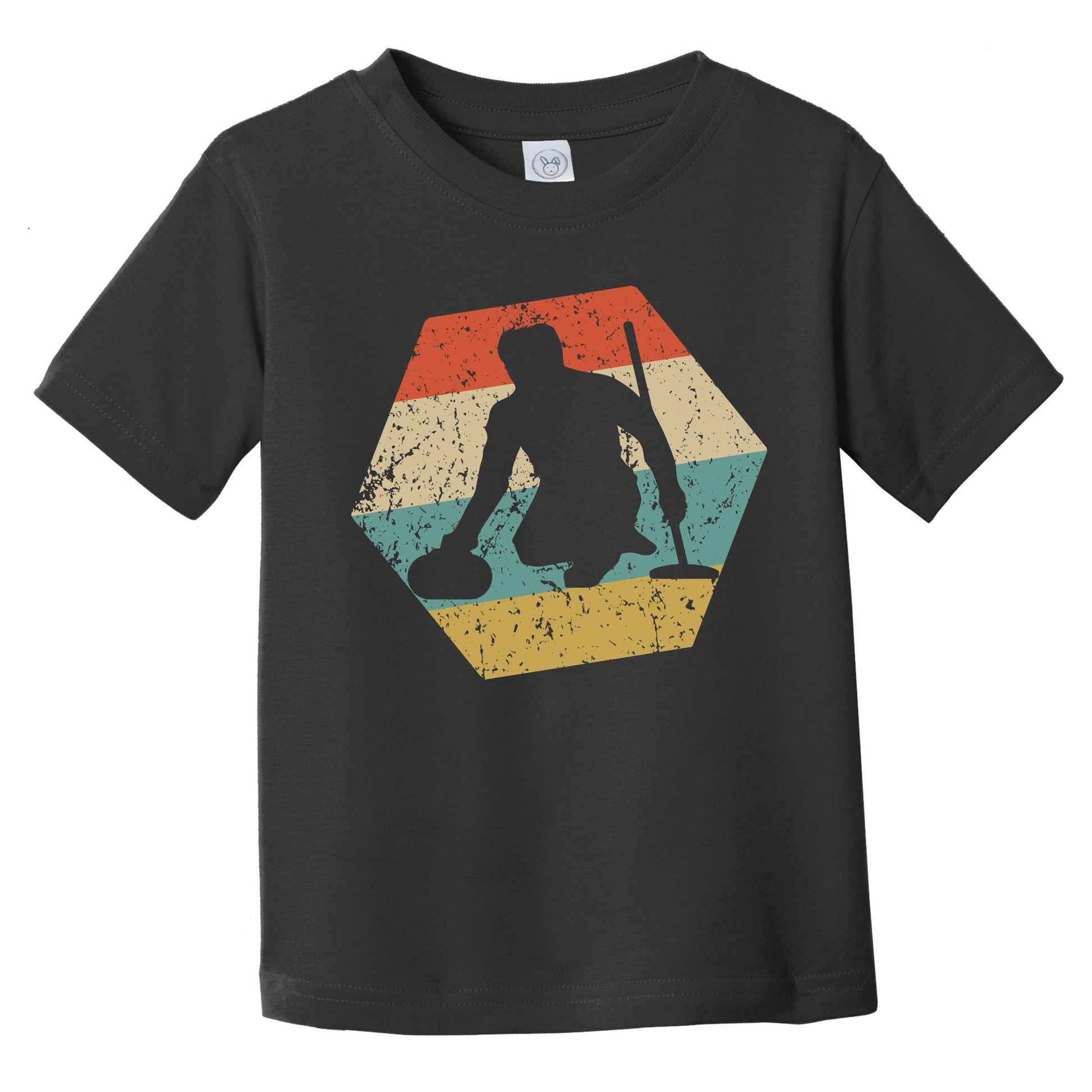 Curling Retro Distressed Hexagon Curler Infant Toddler T-Shirt