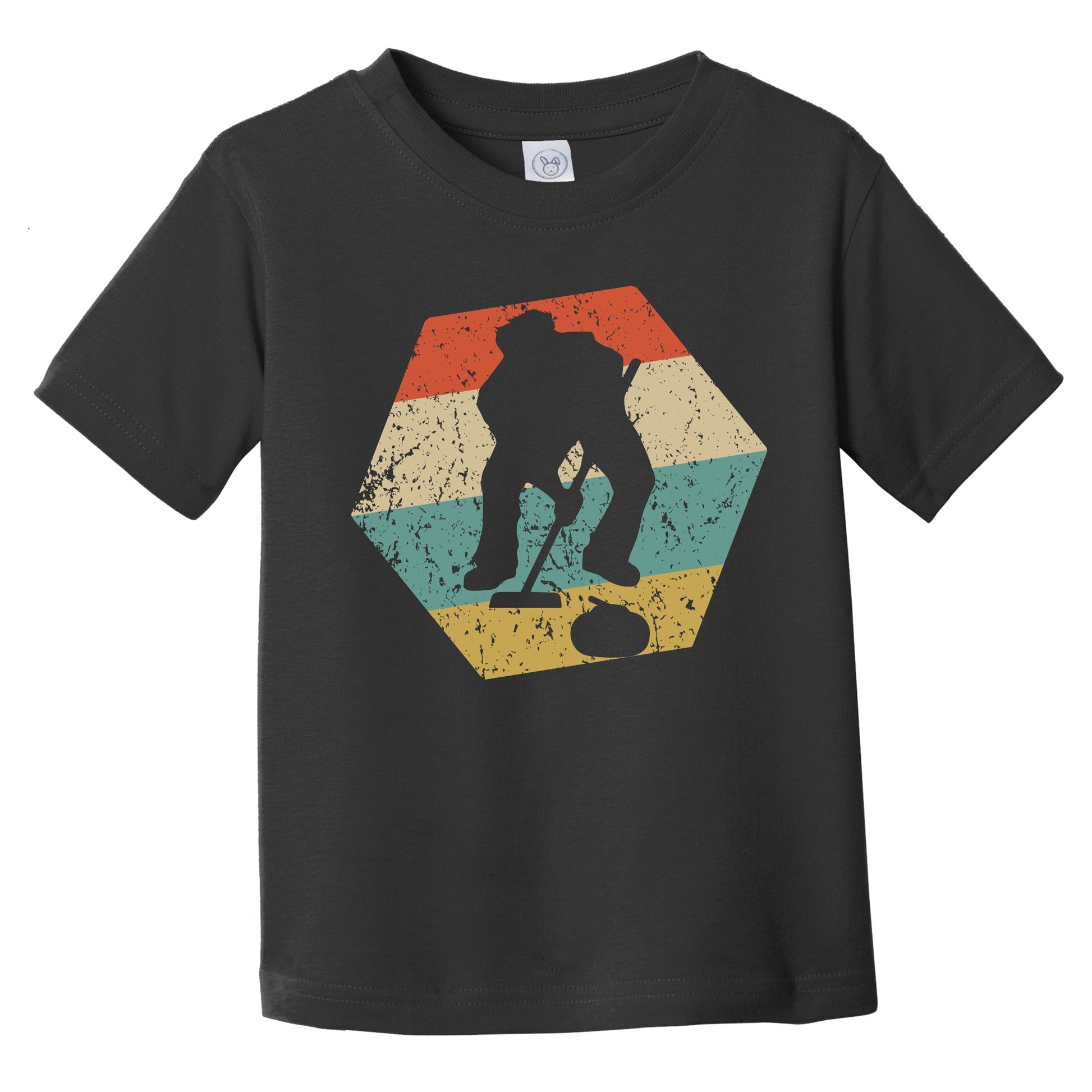 Curling Retro Distressed Hexagon Curler Sweeping Infant Toddler T-Shirt