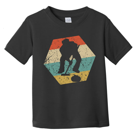 Curling Retro Distressed Hexagon Curler Sweeping Infant Toddler T-Shirt