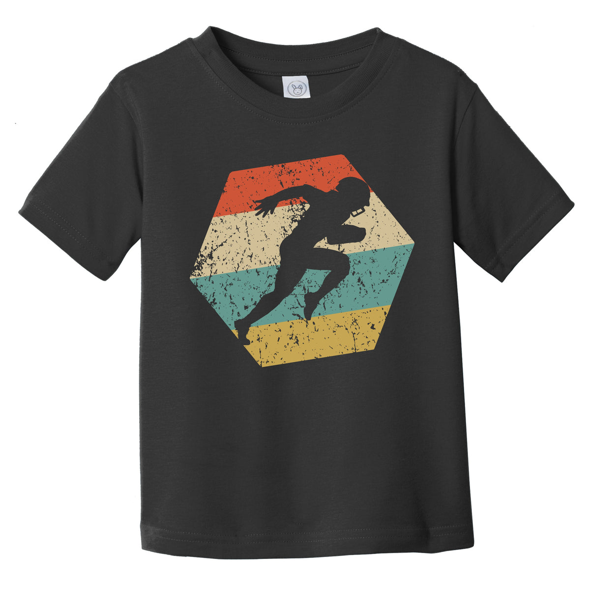 Running Back Retro Distressed Hexagon Football Infant Toddler T-Shirt