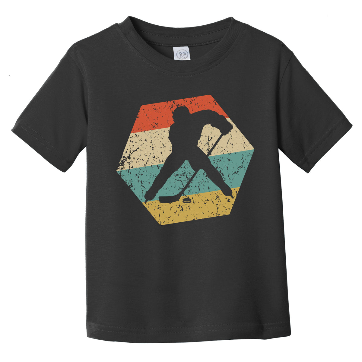 Hockey Retro Distressed Hexagon Hockey Player Infant Toddler T-Shirt