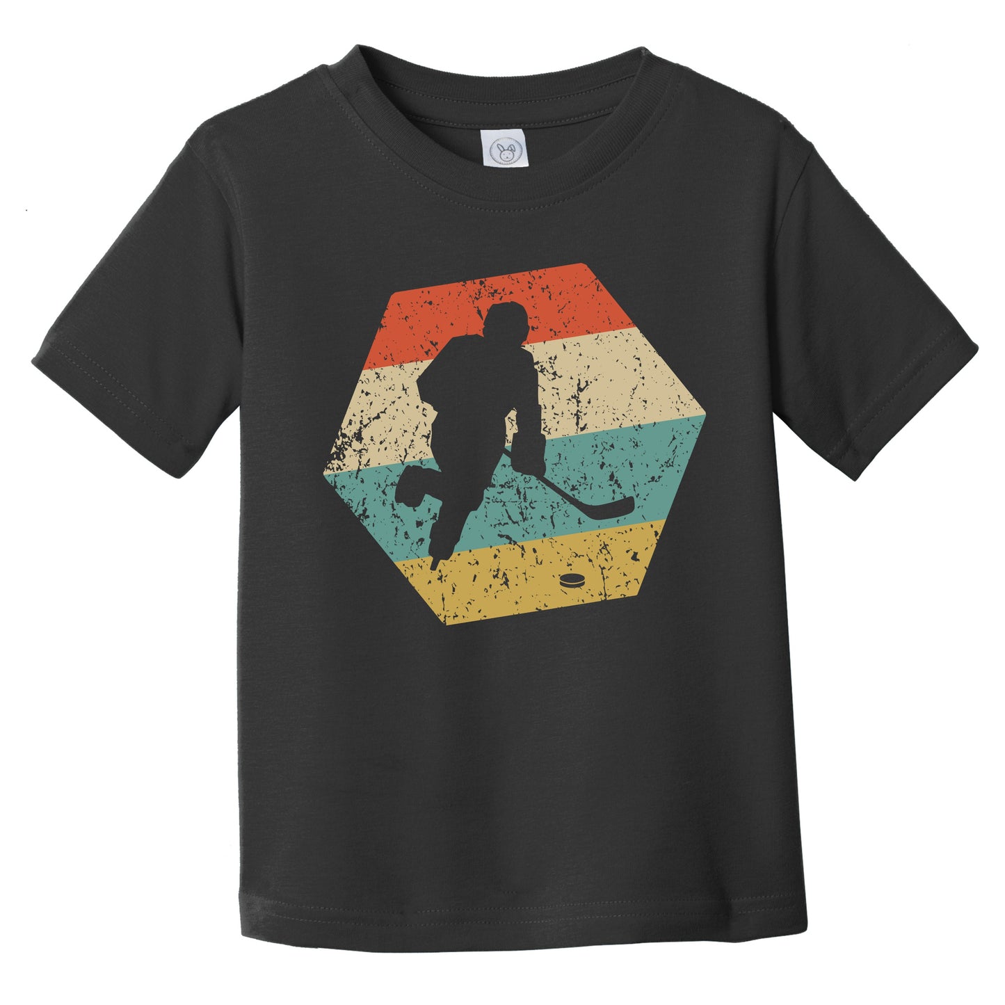 Hockey Player Retro Distressed Hexagon Hockey Player Skating Infant Toddler T-Shirt