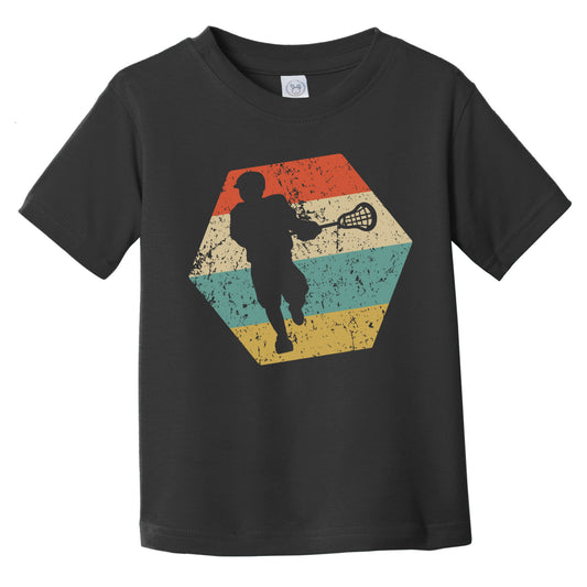 Lacrosse Retro Distressed Hexagon Lacrosse Player Infant Toddler T-Shirt