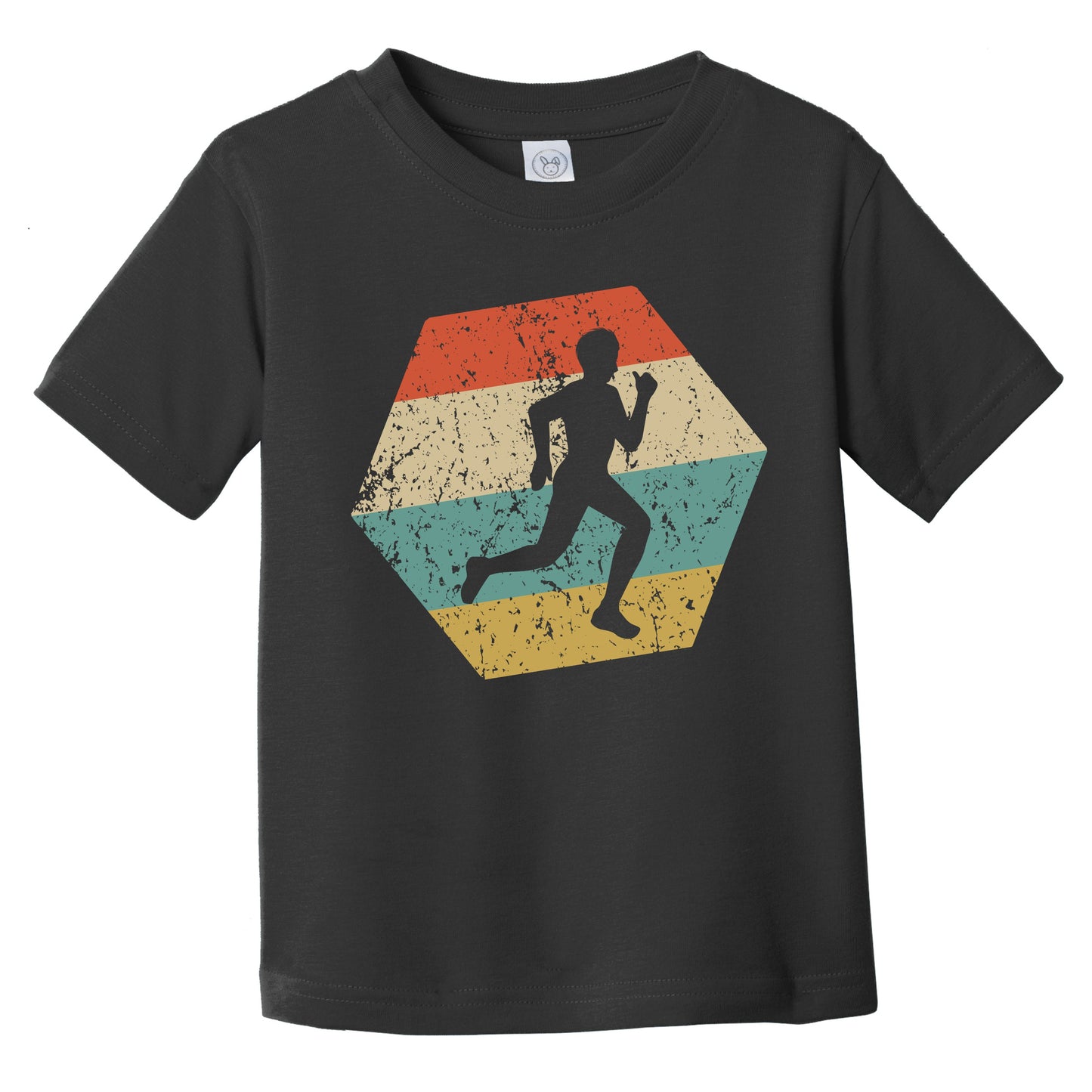 Cross Country Running Retro Distressed Hexagon Runner Infant Toddler T-Shirt