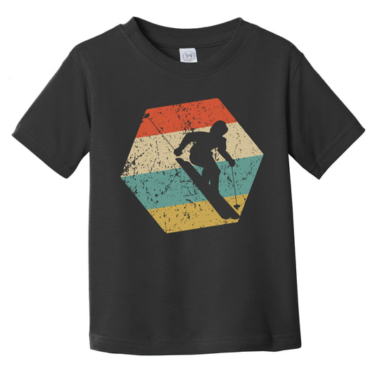 Skiing Retro Distressed Hexagon Skier Infant Toddler T-Shirt