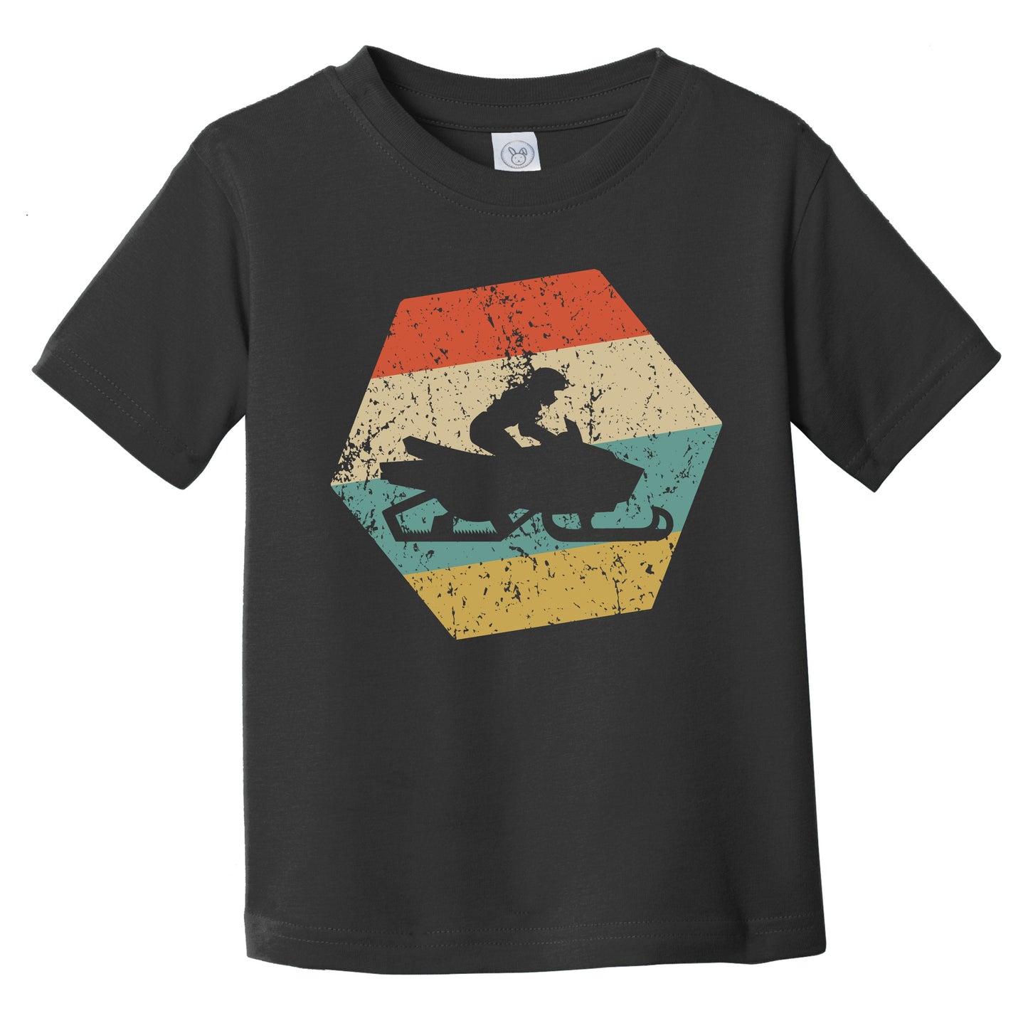 Snowmobile Retro Distressed Hexagon Snowmobiling Infant Toddler T-Shirt