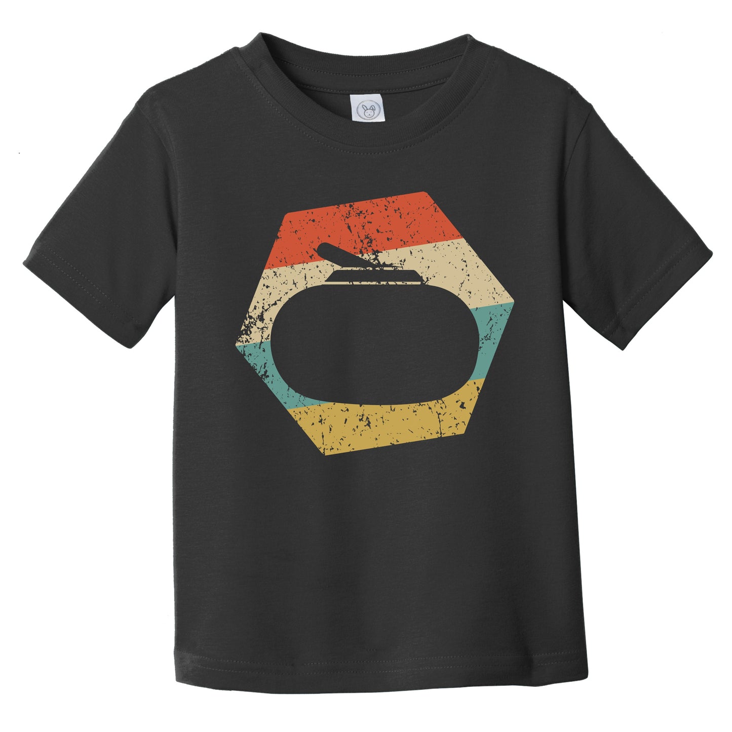Curling Retro Distressed Hexagon Curling Stone Infant Toddler T-Shirt