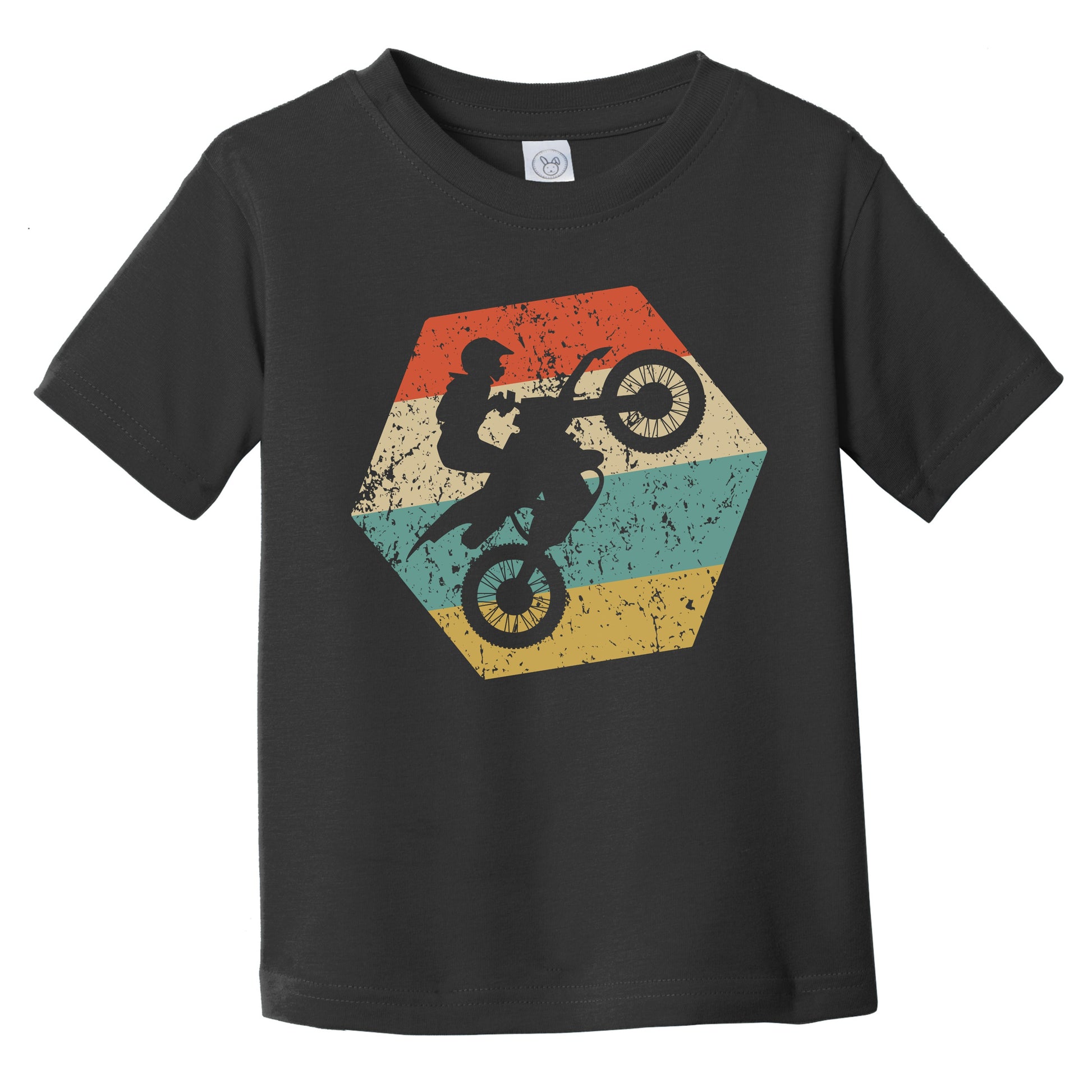 Motocross Retro Distressed Hexagon Motocross Rider Infant Toddler T-Shirt