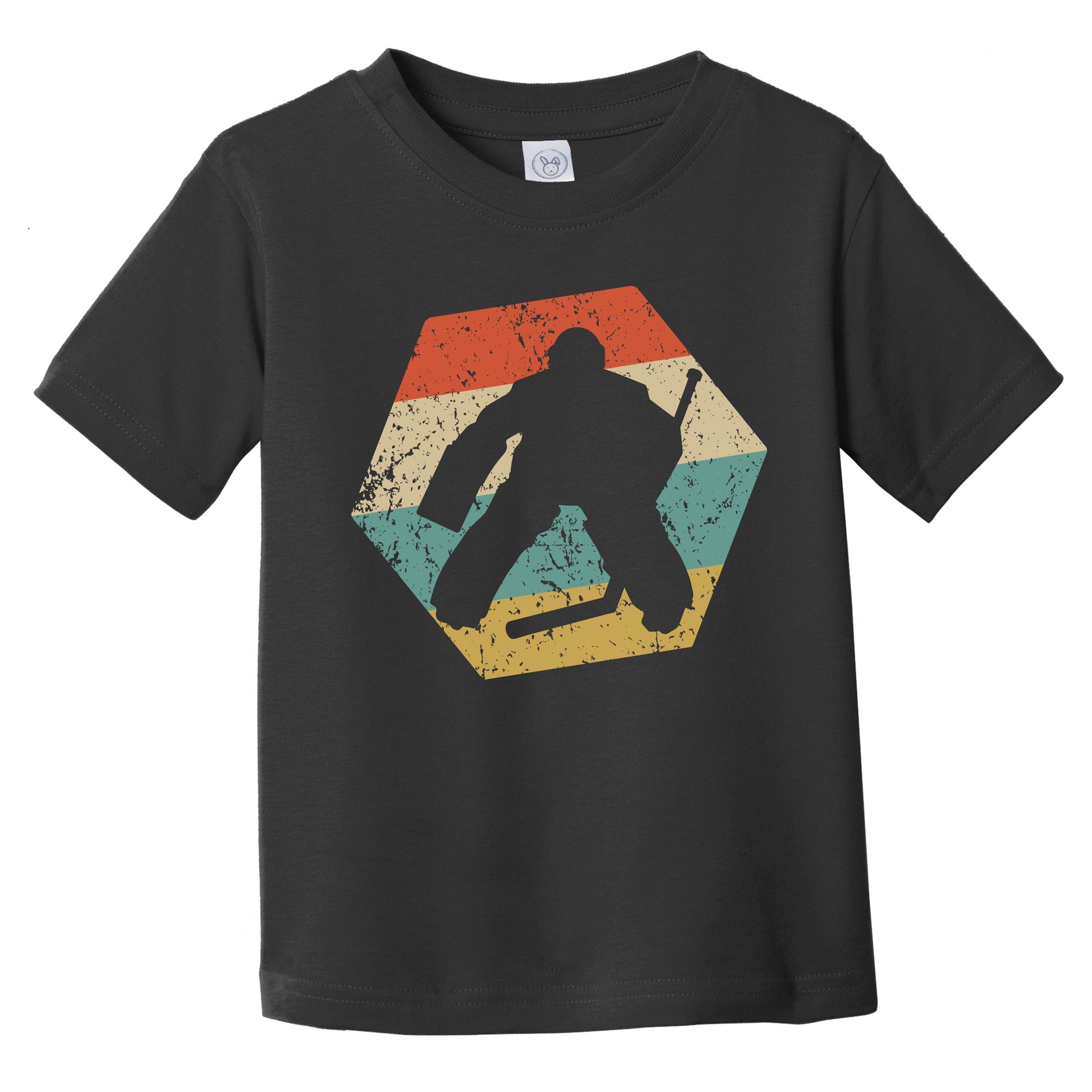 Goalie Retro Distressed Hexagon Hockey Infant Toddler T-Shirt