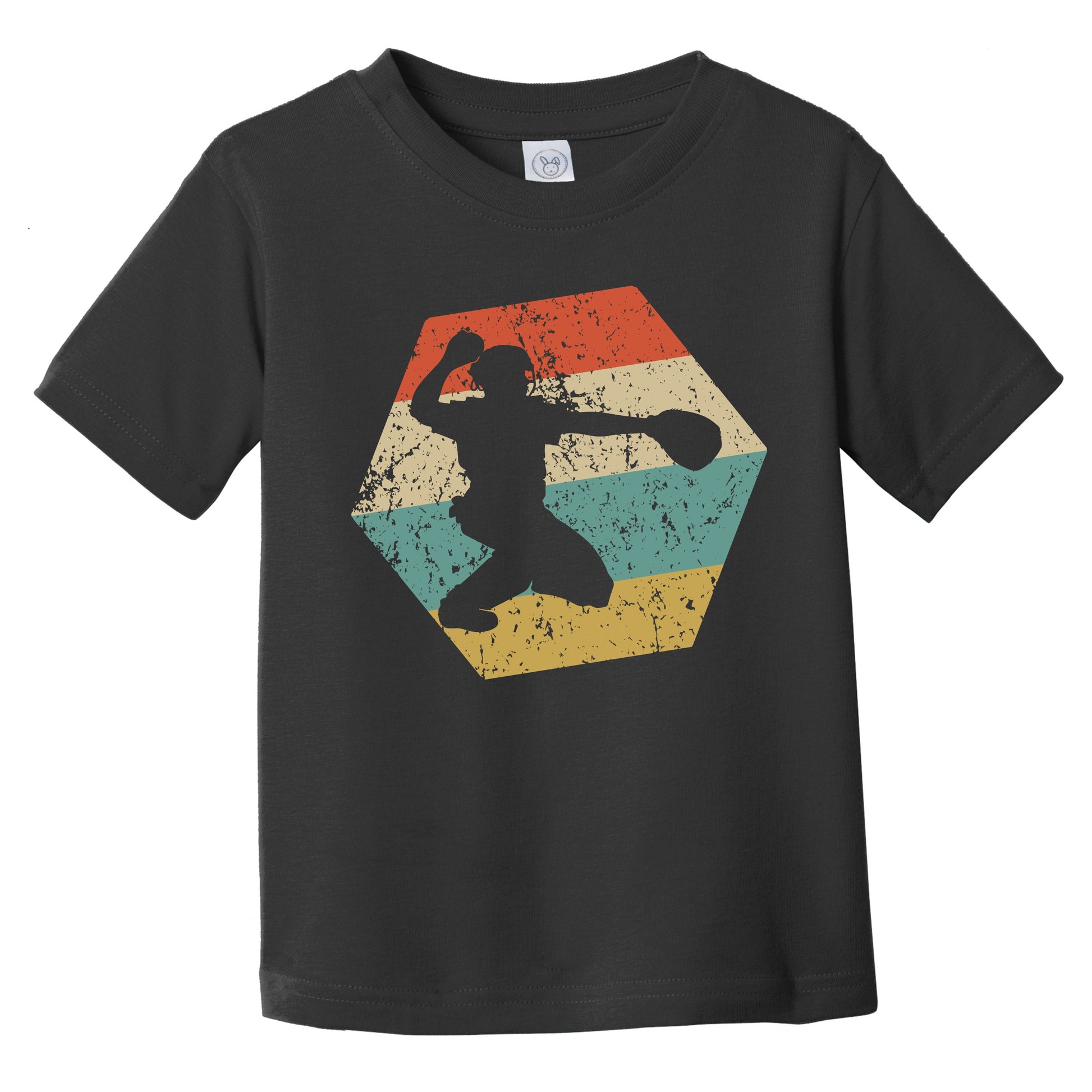 Catcher Retro Distressed Hexagon Baseball Infant Toddler T-Shirt