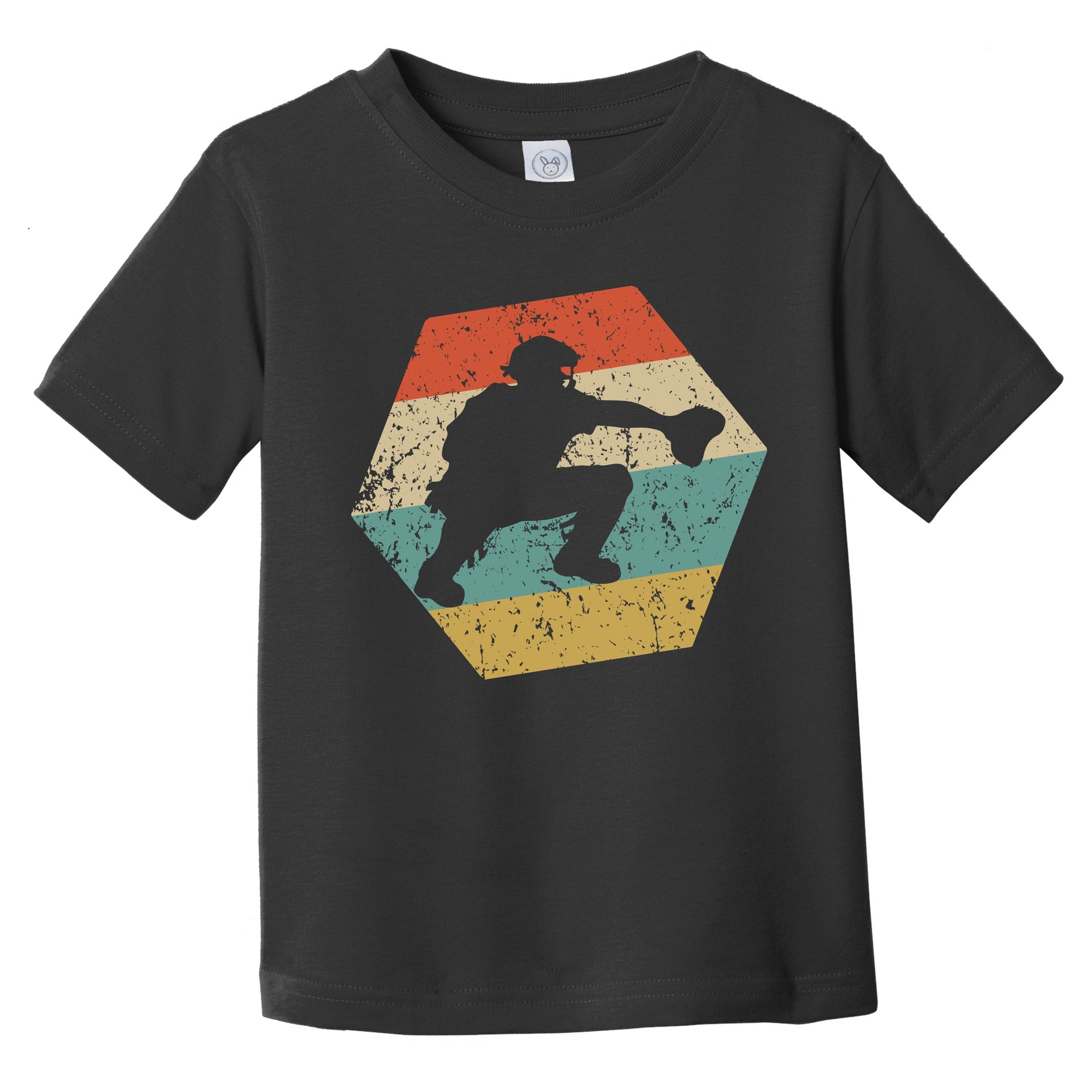 Baseball Player Retro Distressed Hexagon Catcher Infant Toddler T-Shirt