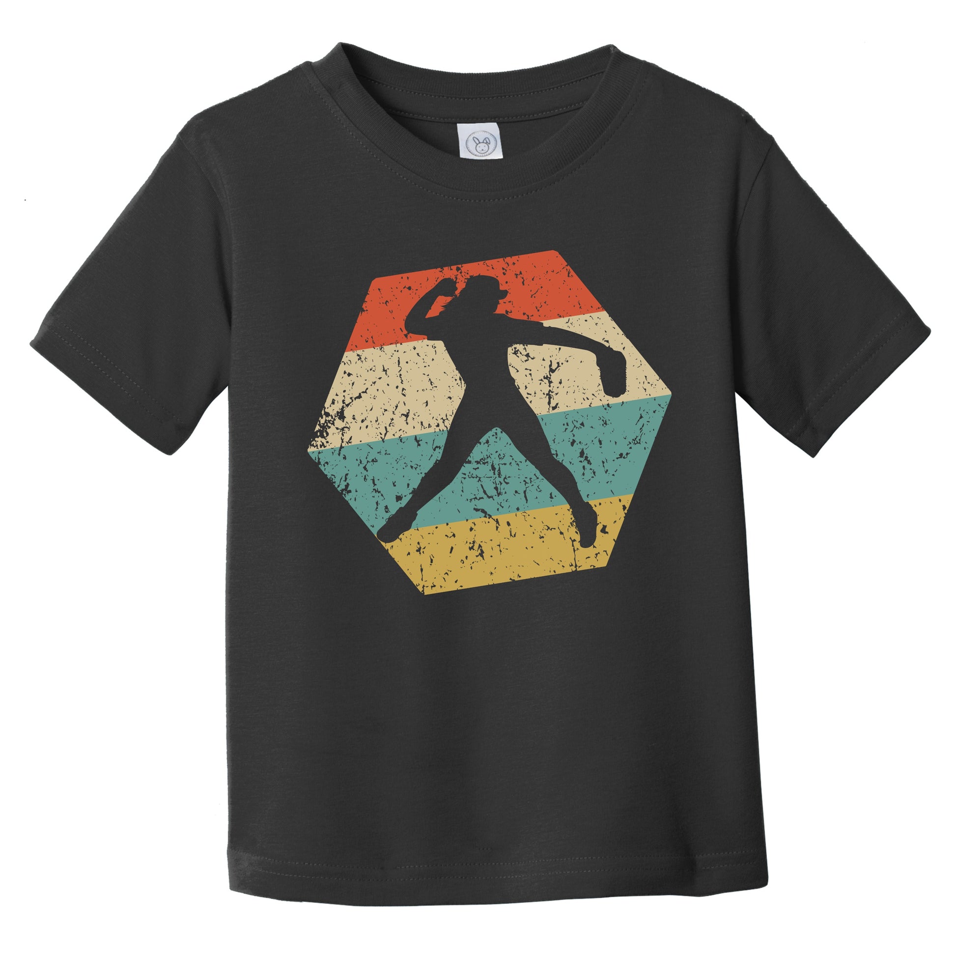 Softball Retro Distressed Hexagon Softball Player Infant Toddler T-Shirt