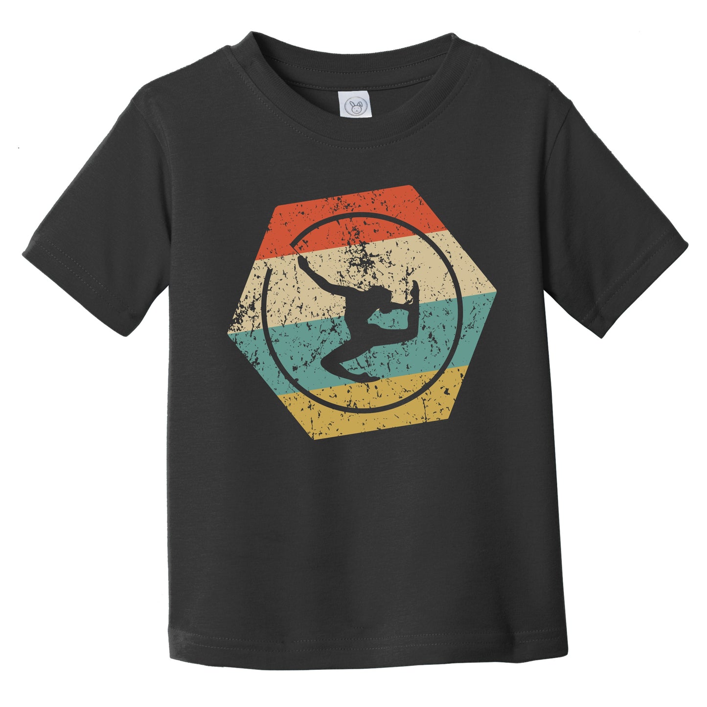 Gymnastics Retro Distressed Hexagon Ribbon Twirling Infant Toddler T-Shirt