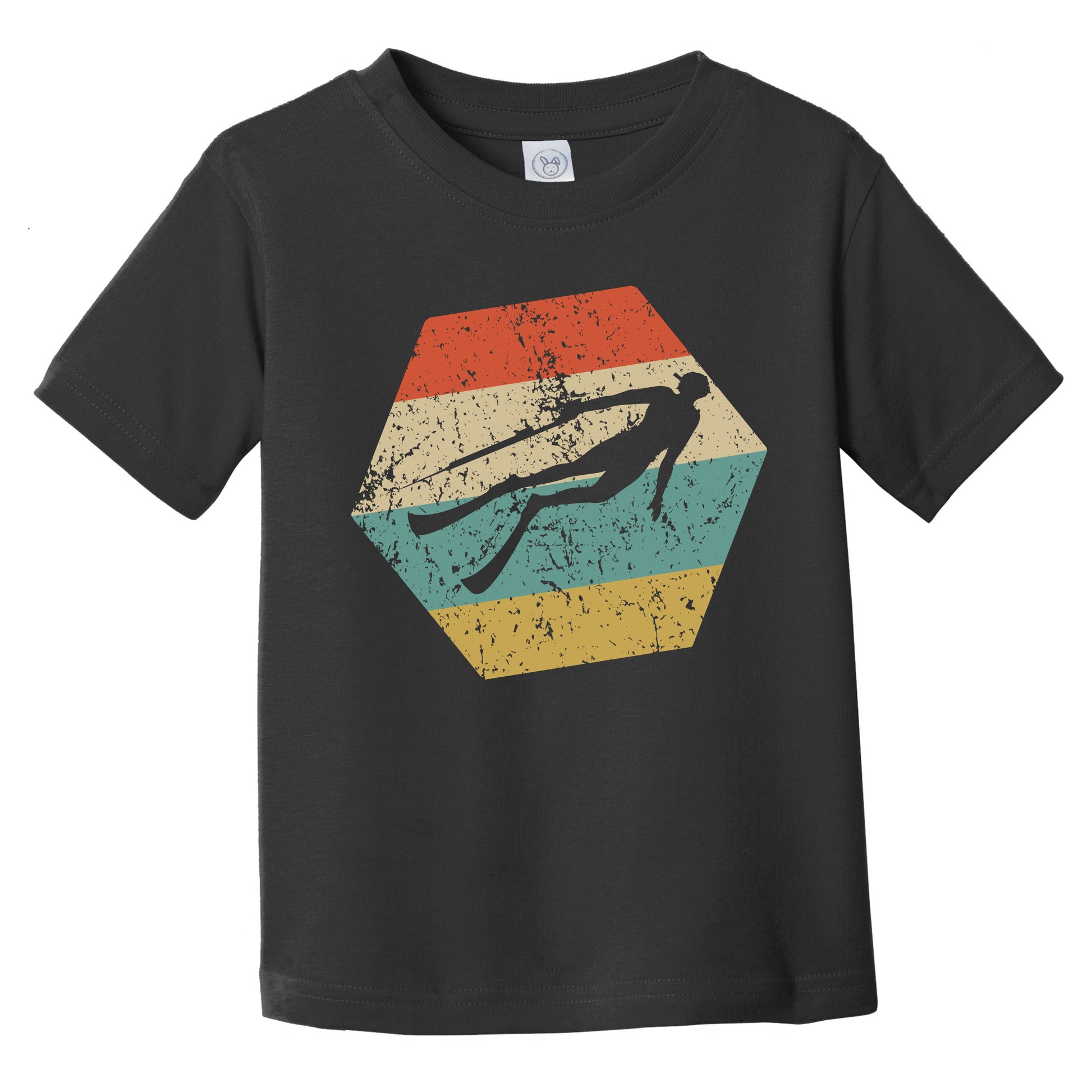 Spearfisherman Retro Distressed Hexagon Spearfishing Infant Toddler T-Shirt