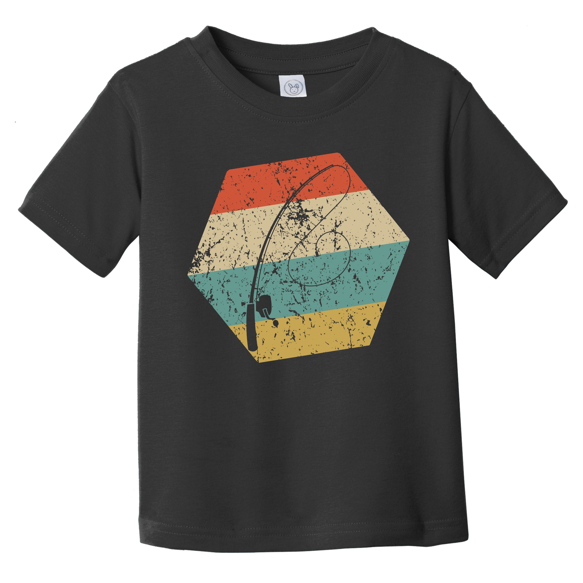 Fishing Pole Retro Distressed Hexagon Fisherman Infant Toddler T-Shirt