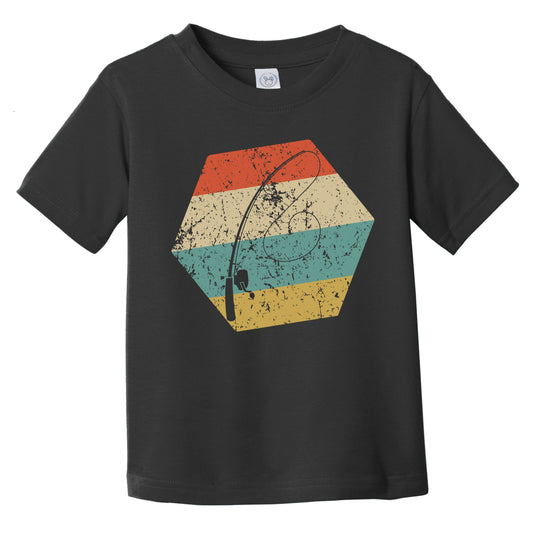 Fishing Pole Retro Distressed Hexagon Fisherman Infant Toddler T-Shirt