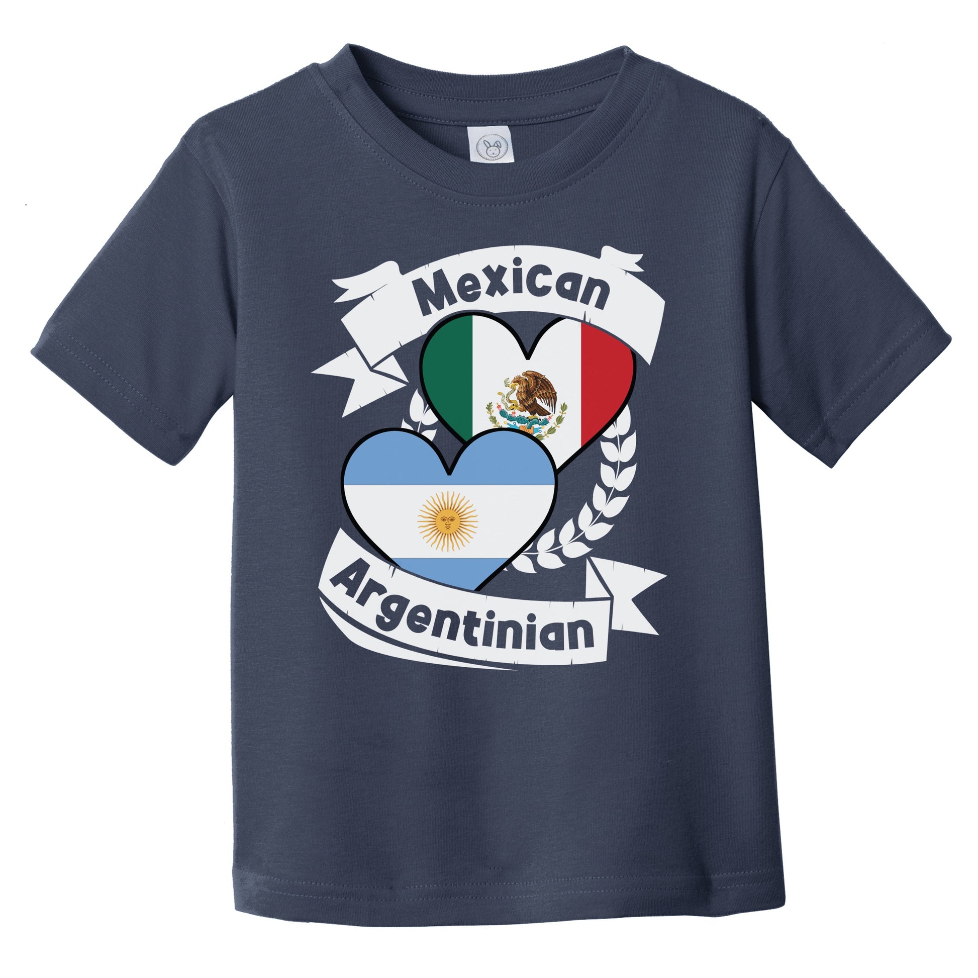Mexican Argentinian Heart Flags Mexico Argentina Infant Toddler T-Shirt