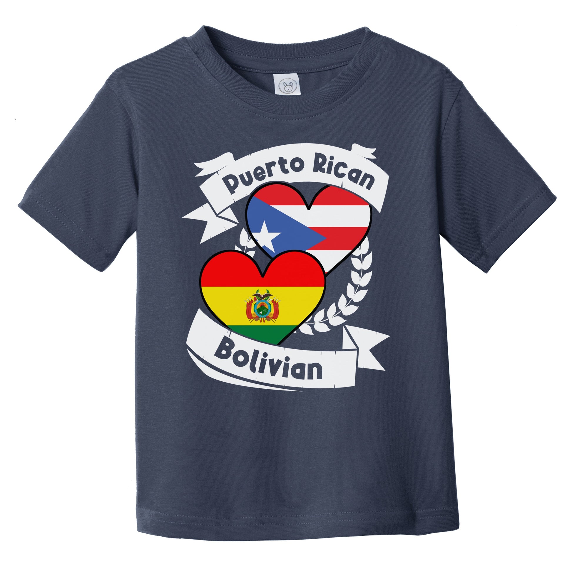 Puerto Rican Bolivian Heart Flags Puerto Rico Bolivia Infant Toddler T-Shirt