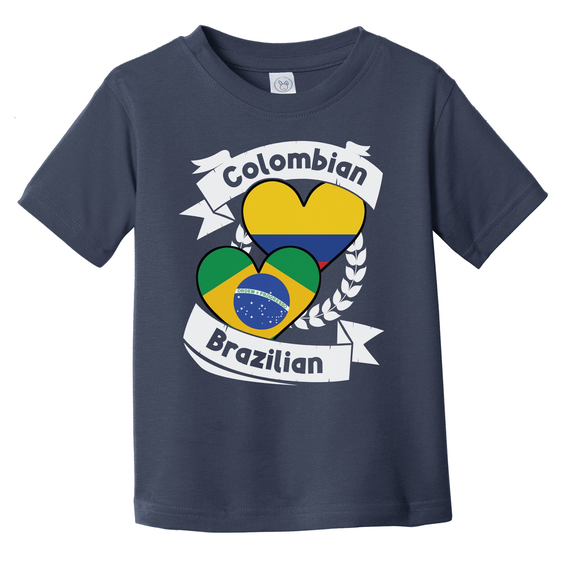 Colombian Brazilian Heart Flags Colombia Brazil Infant Toddler T-Shirt
