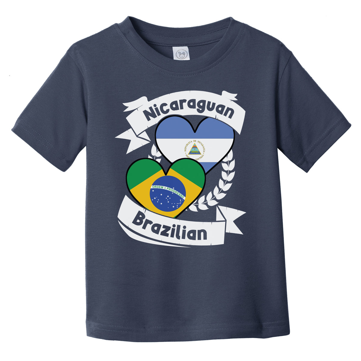 Nicaraguan Brazilian Heart Flags Nicaragua Brazil Infant Toddler T-Shirt