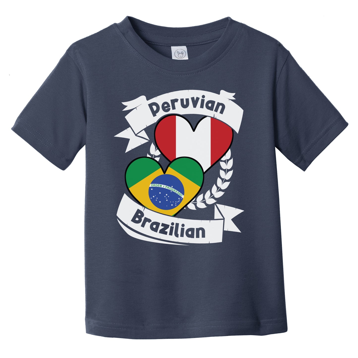 Peruvian Brazilian Heart Flags Peru Brazil Infant Toddler T-Shirt
