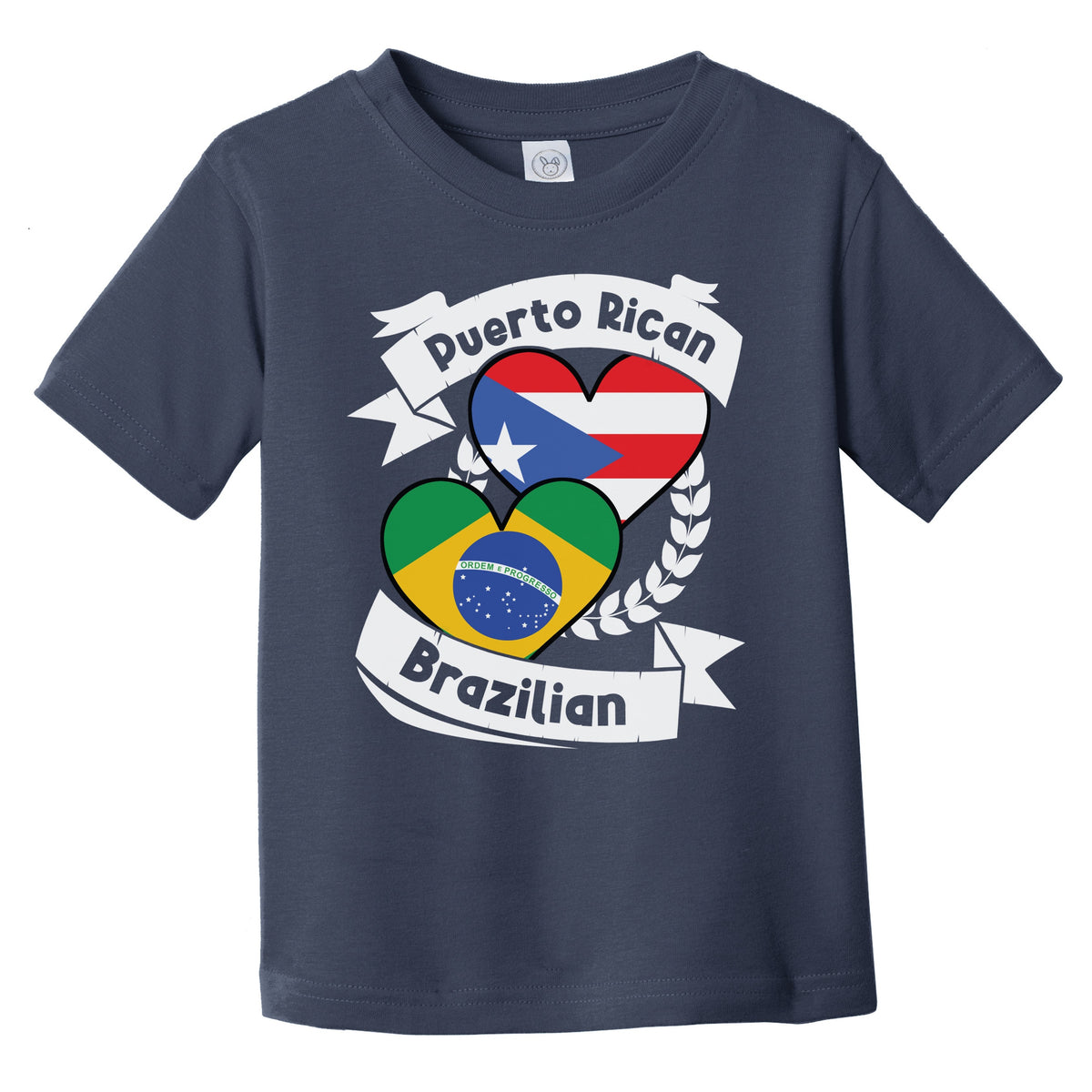 Puerto Rican Brazilian Heart Flags Puerto Rico Brazil Infant Toddler T-Shirt