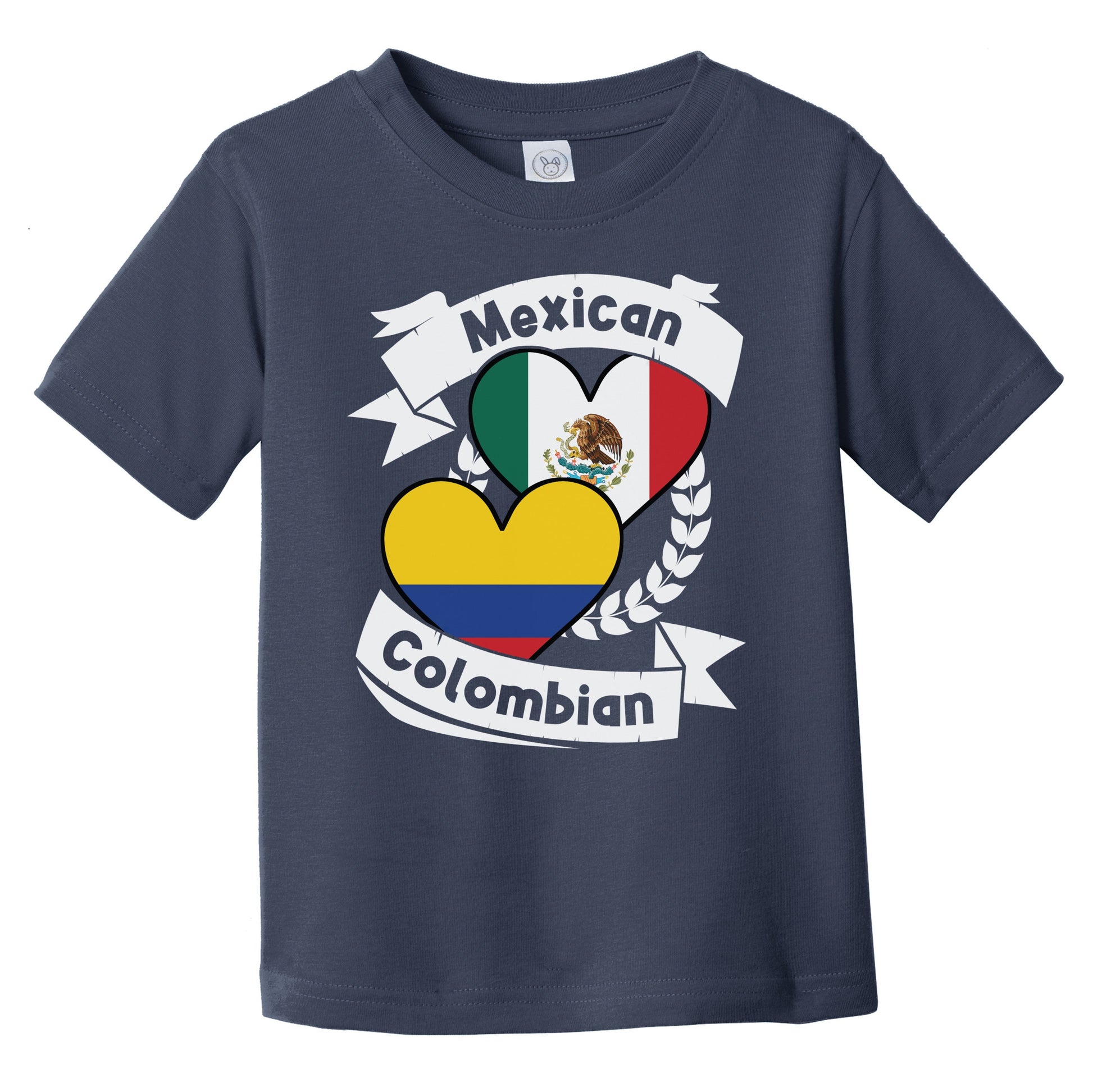 Mexican Colombian Heart Flags Mexico Colombia Infant Toddler T-Shirt