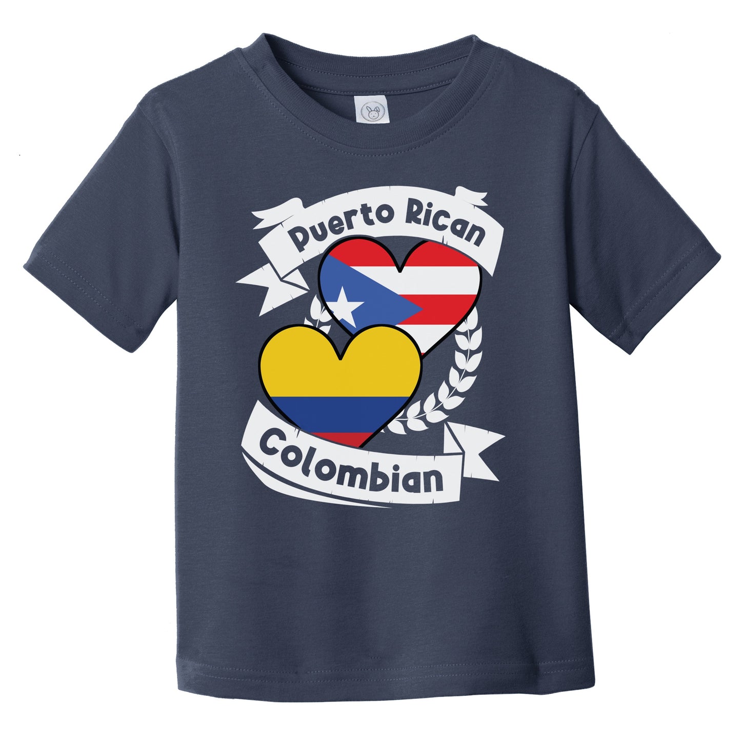 Puerto Rican Colombian Heart Flags Puerto Rico Colombia Infant Toddler T-Shirt