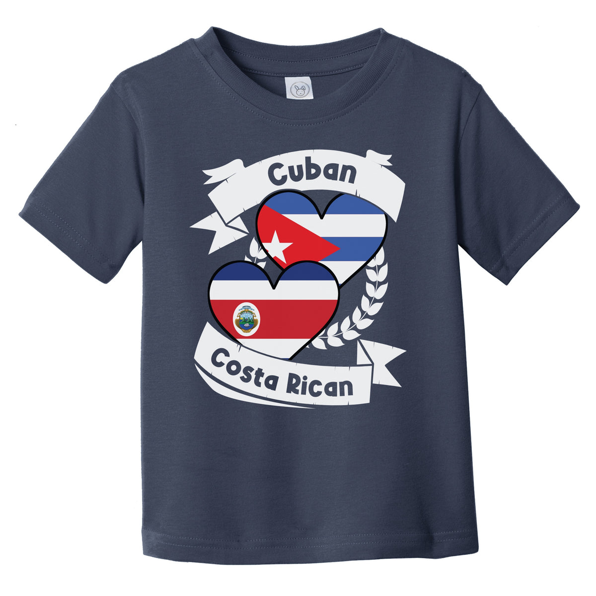 Cuban Costa Rican Heart Flags Cuba Costa Rica Infant Toddler T-Shirt