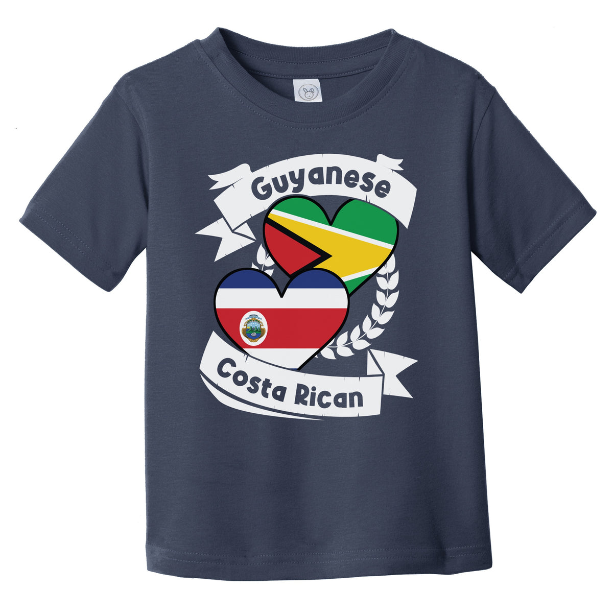 Guyanese Costa Rican Heart Flags Guyana Costa Rica Infant Toddler T-Shirt