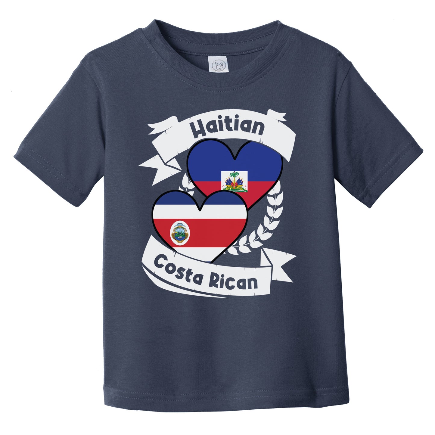 Haitian Costa Rican Heart Flags Haiti Costa Rica Infant Toddler T-Shirt