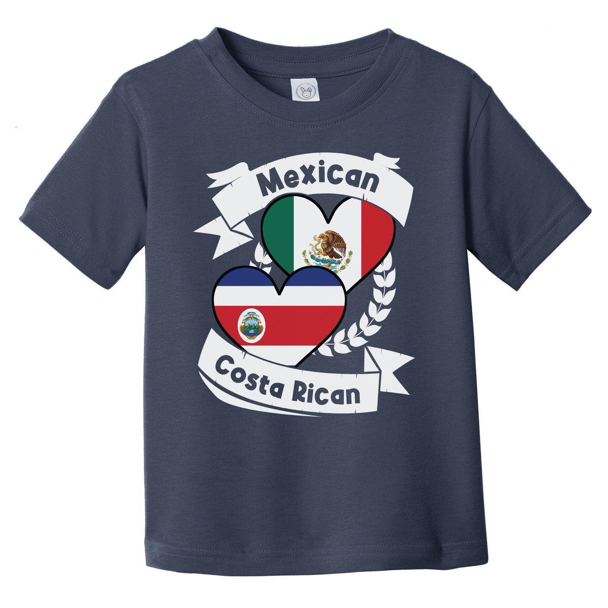 Mexican Costa Rican Heart Flags Mexico Costa Rica Infant Toddler T-Shirt