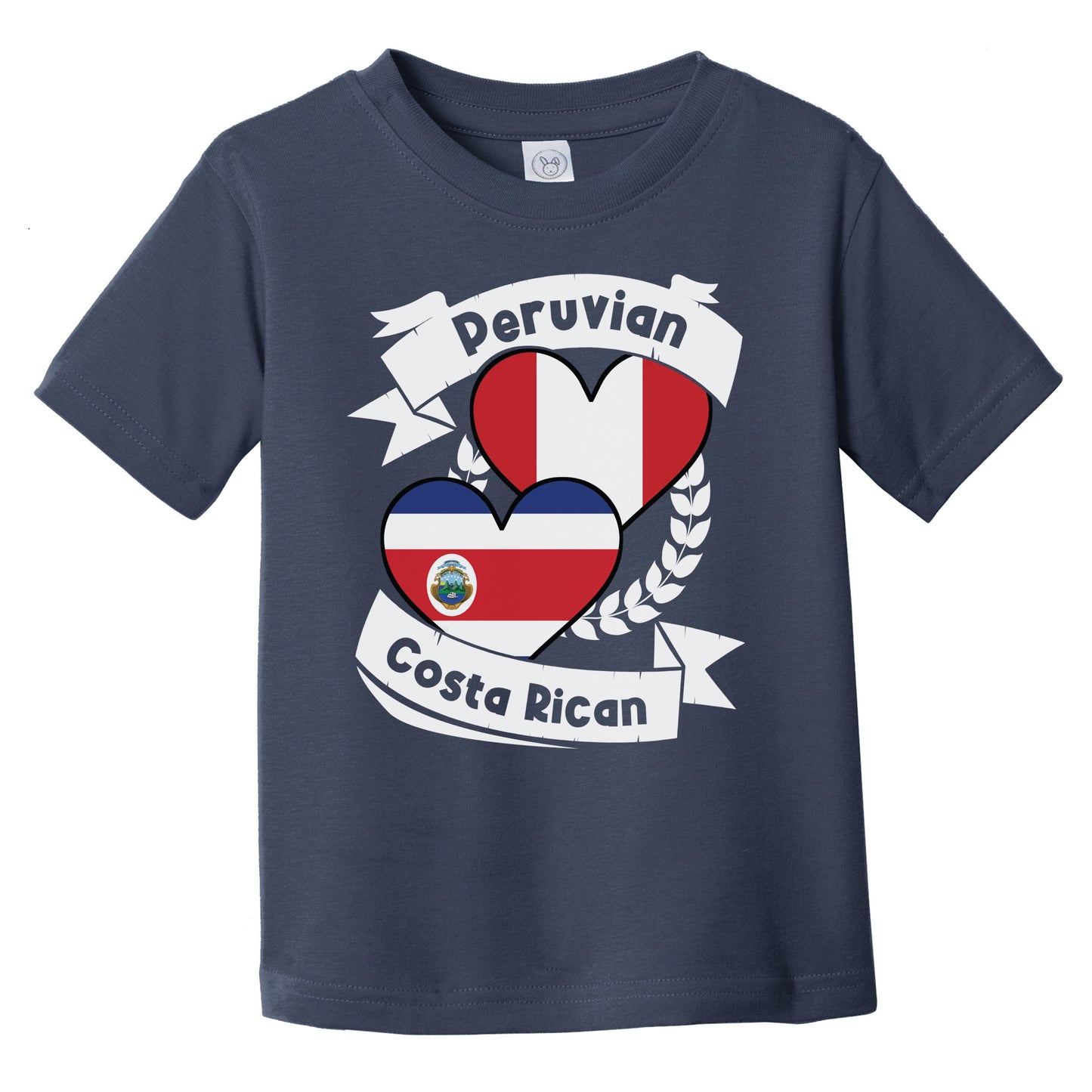 Peruvian Costa Rican Heart Flags Peru Costa Rica Infant Toddler T-Shirt