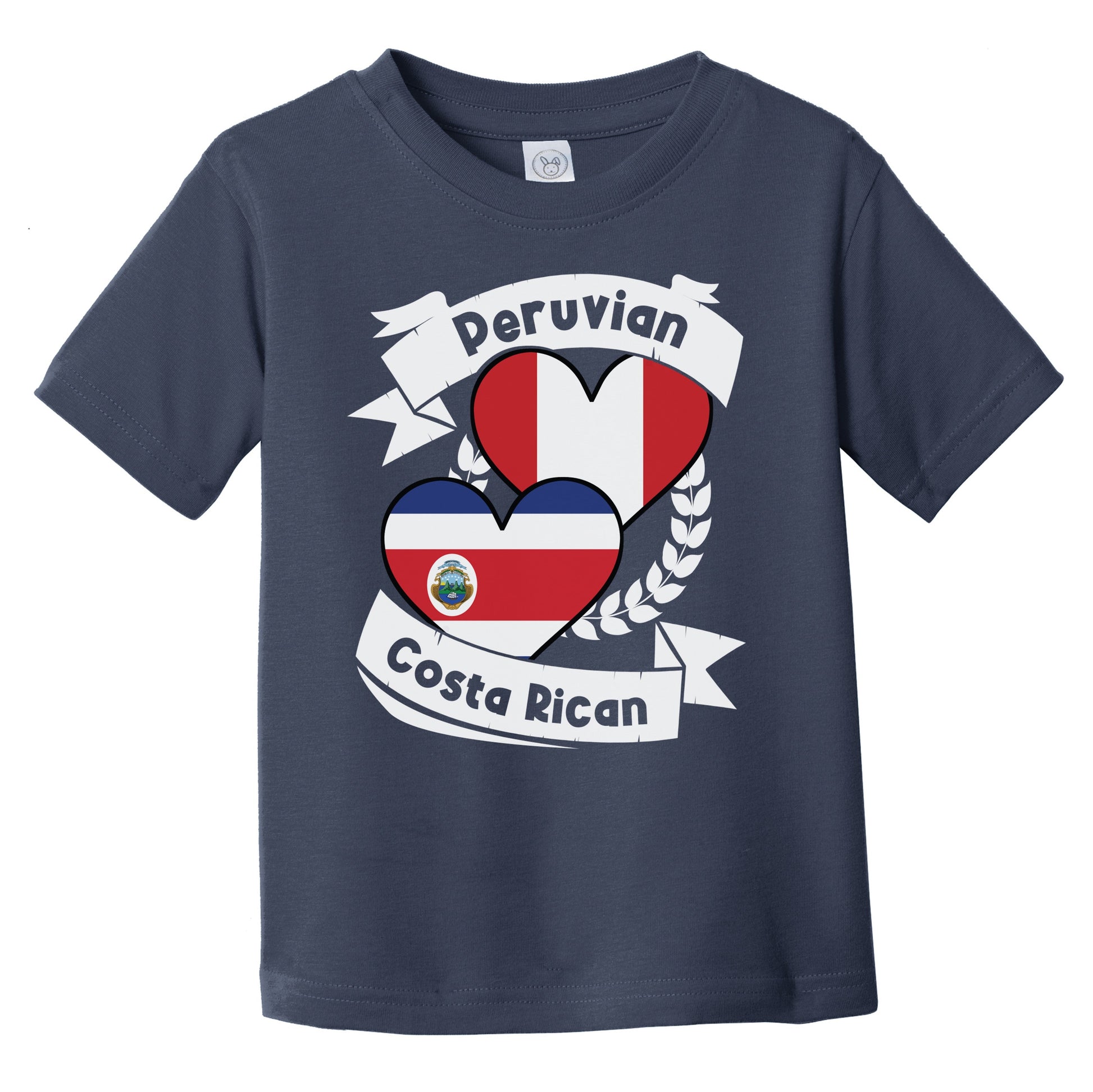 Peruvian Costa Rican Heart Flags Peru Costa Rica Infant Toddler T-Shirt