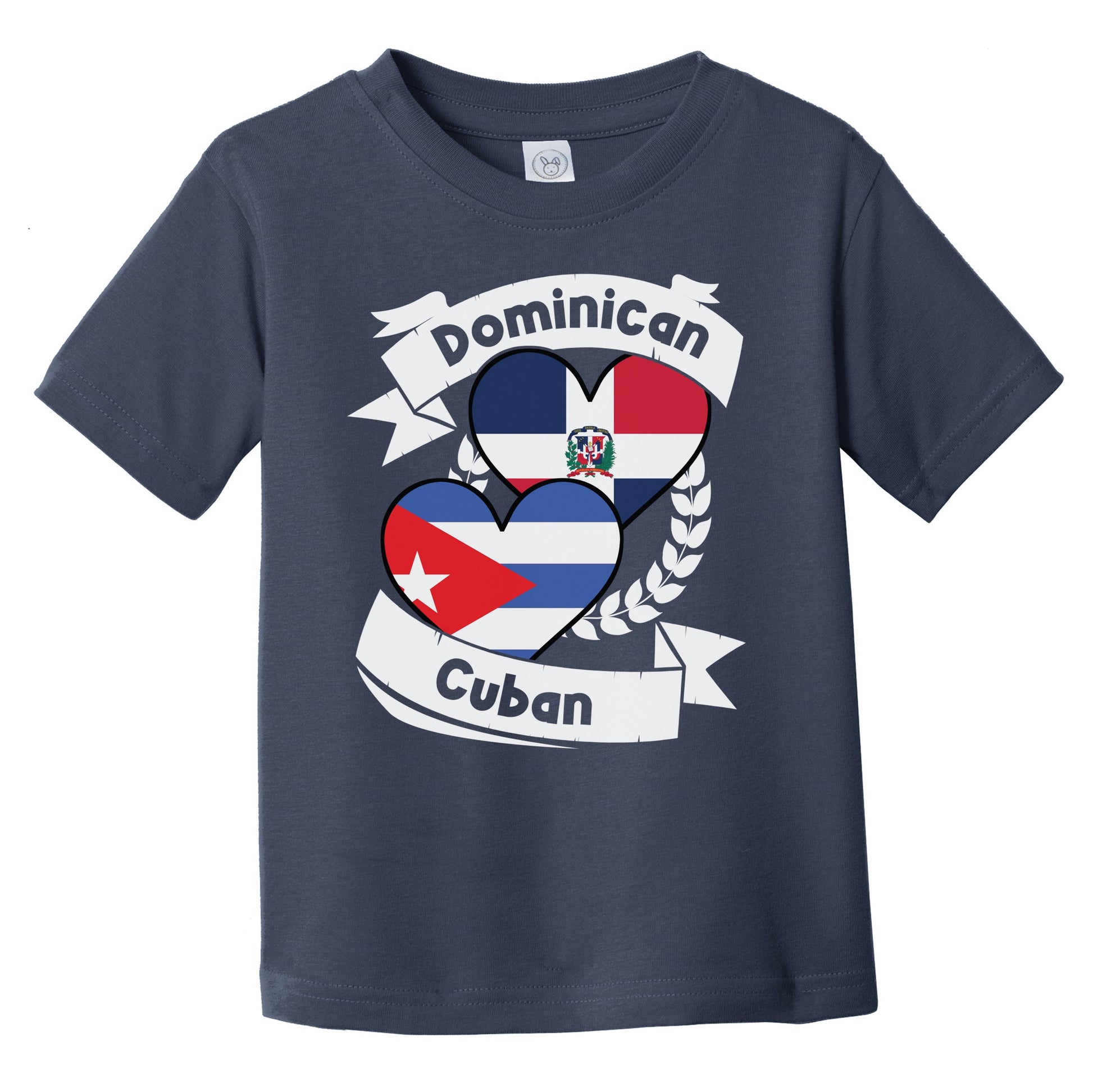 Dominican Cuban Heart Flags Dominican Republic Cuba Infant Toddler T-Shirt