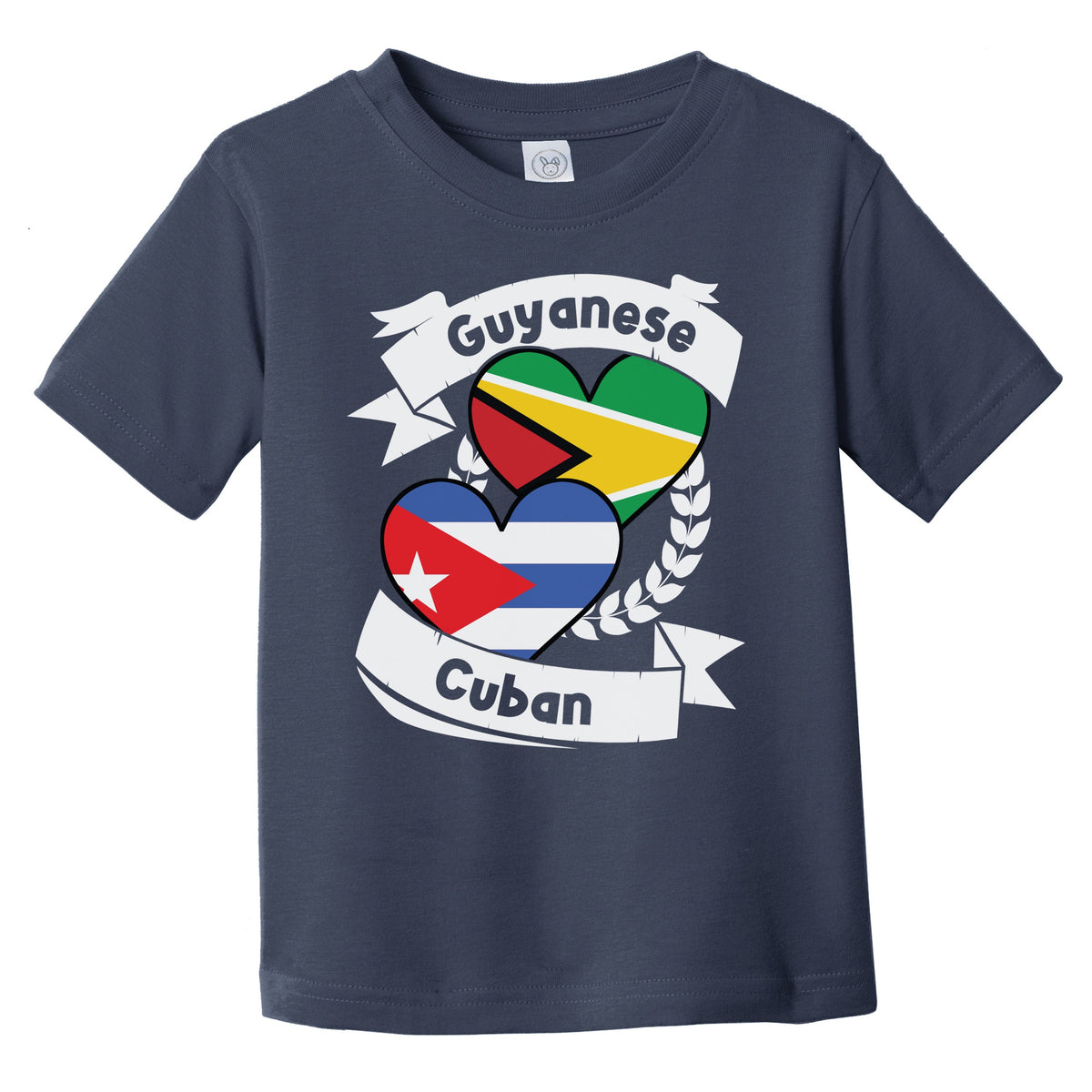 Guyanese Cuban Heart Flags Guyana Cuba Infant Toddler T-Shirt