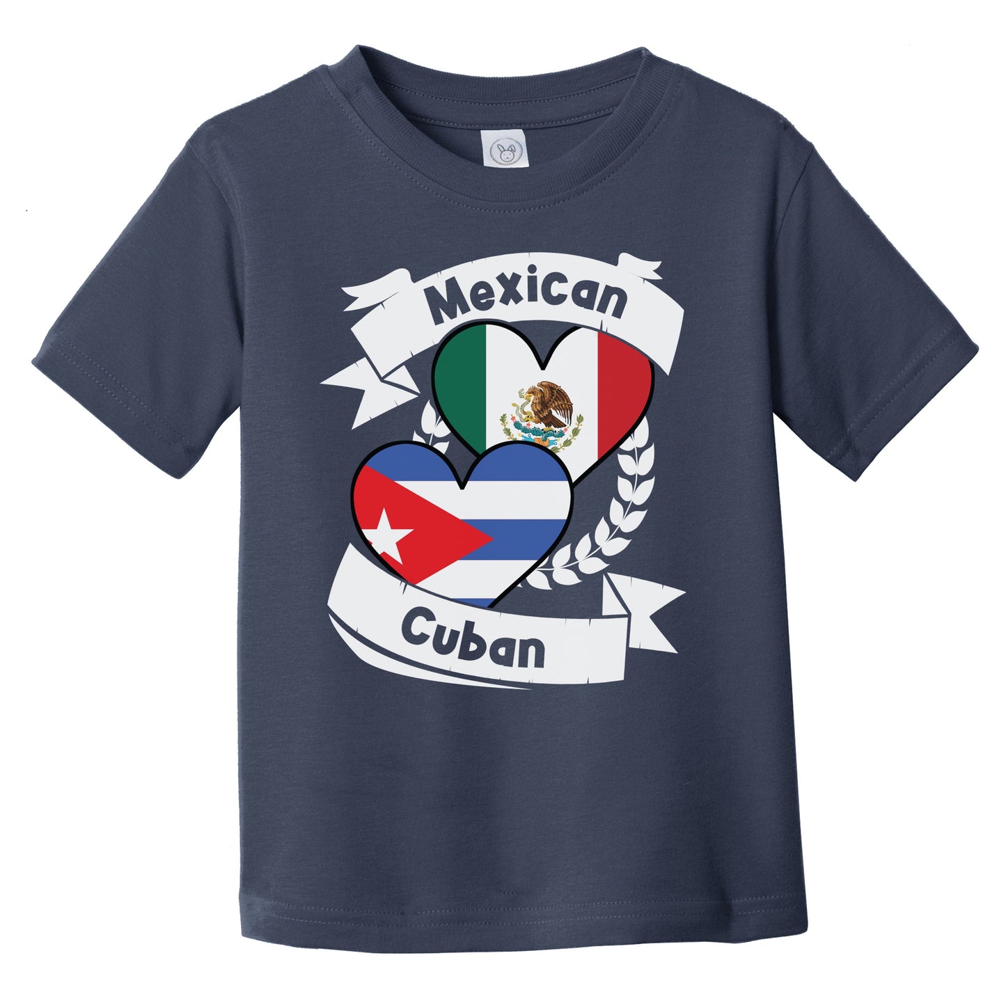 Mexican Cuban Heart Flags Mexico Cuba Infant Toddler T-Shirt