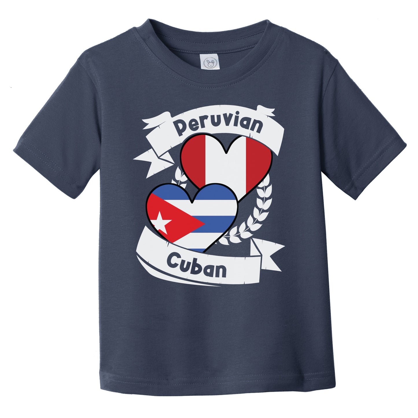 Peruvian Cuban Heart Flags Peru Cuba Infant Toddler T-Shirt