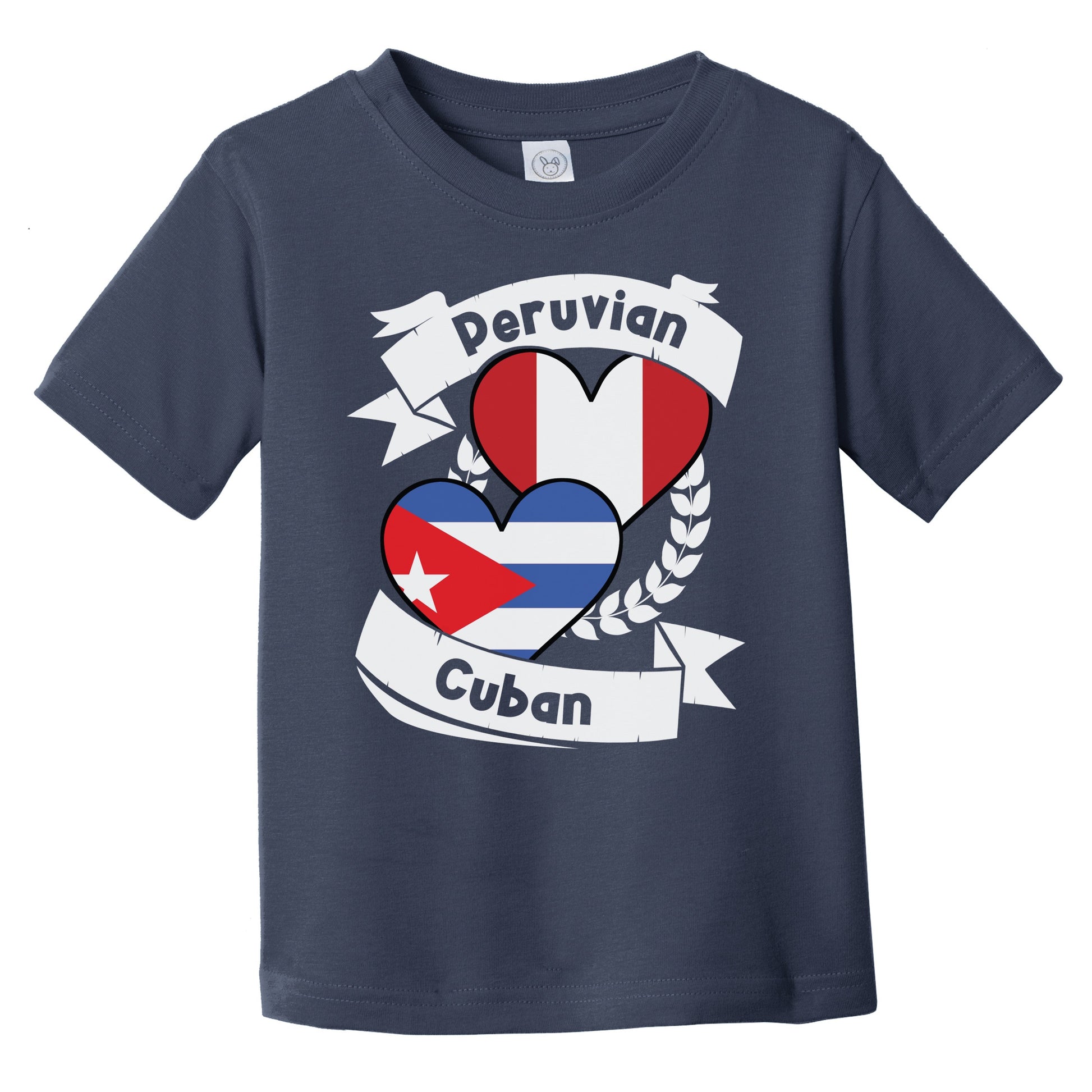 Peruvian Cuban Heart Flags Peru Cuba Infant Toddler T-Shirt
