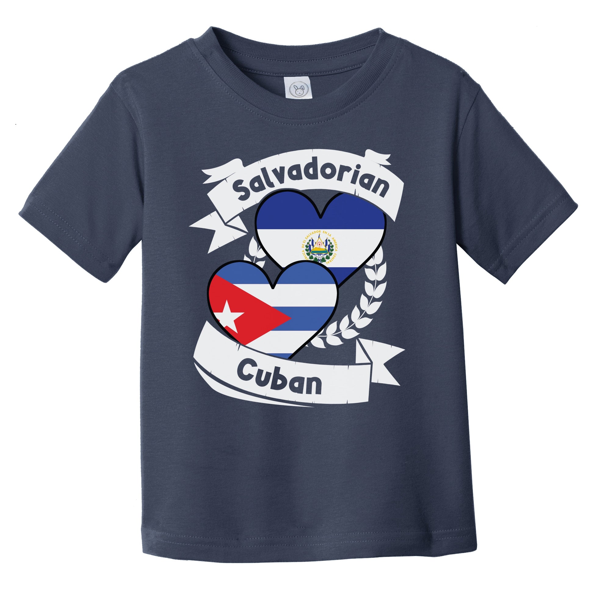 Salvadorian Cuban Heart Flags El Salvador Cuba Infant Toddler T-Shirt