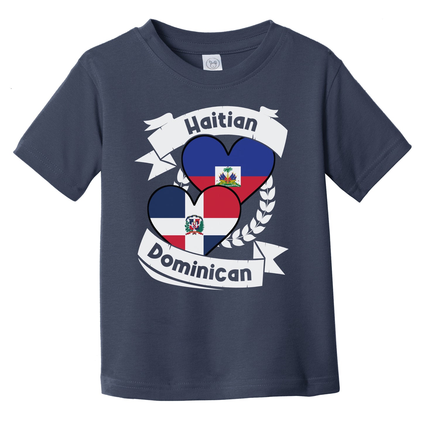 Haitian Dominican Heart Flags Haiti Dominican Republic Infant Toddler T-Shirt