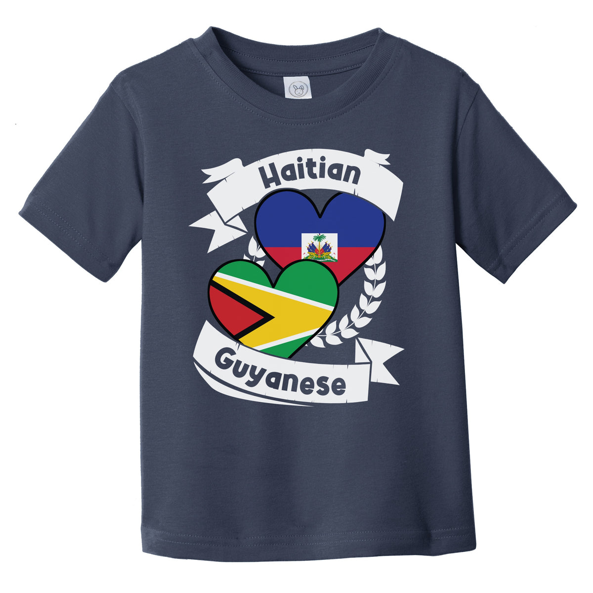 Haitian Guyanese Heart Flags Haiti Guyana Infant Toddler T-Shirt
