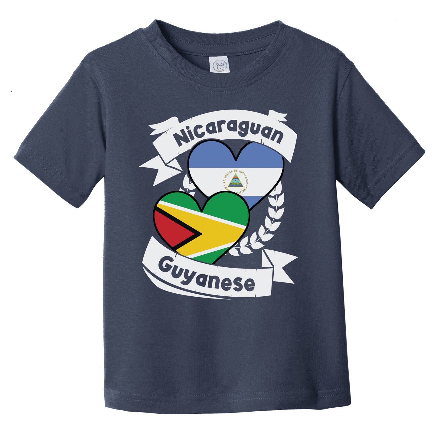 Nicaraguan Guyanese Heart Flags Nicaragua Guyana Infant Toddler T-Shirt