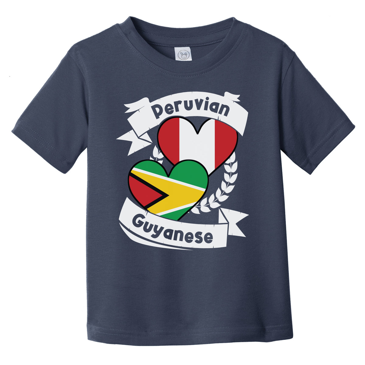 Peruvian Guyanese Heart Flags Peru Guyana Infant Toddler T-Shirt