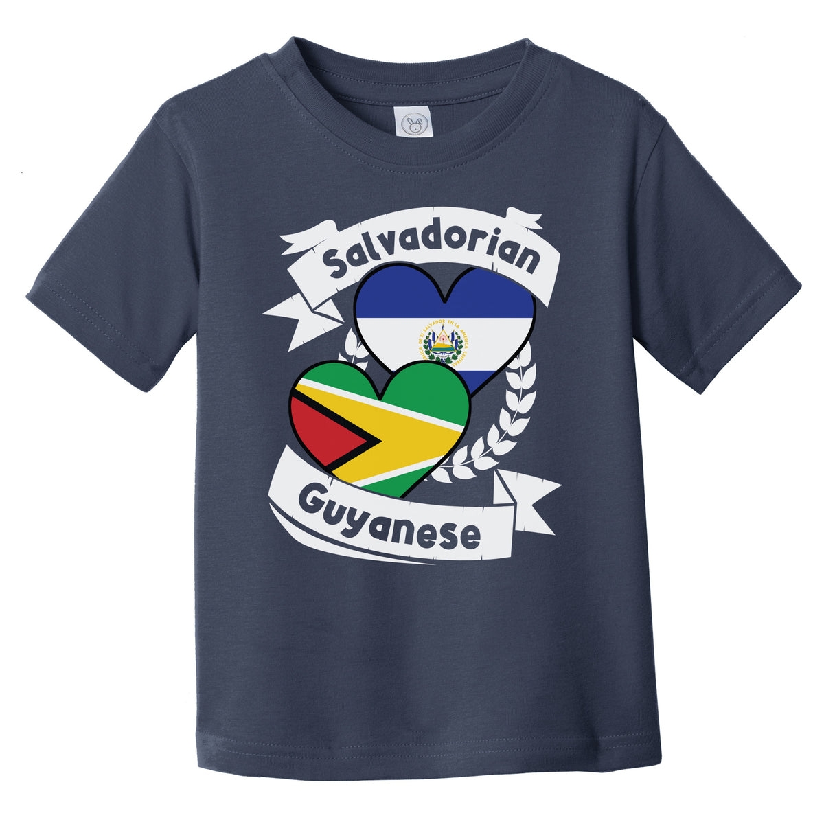Salvadorian Guyanese Heart Flags El Salvador Guyana Infant Toddler T-Shirt